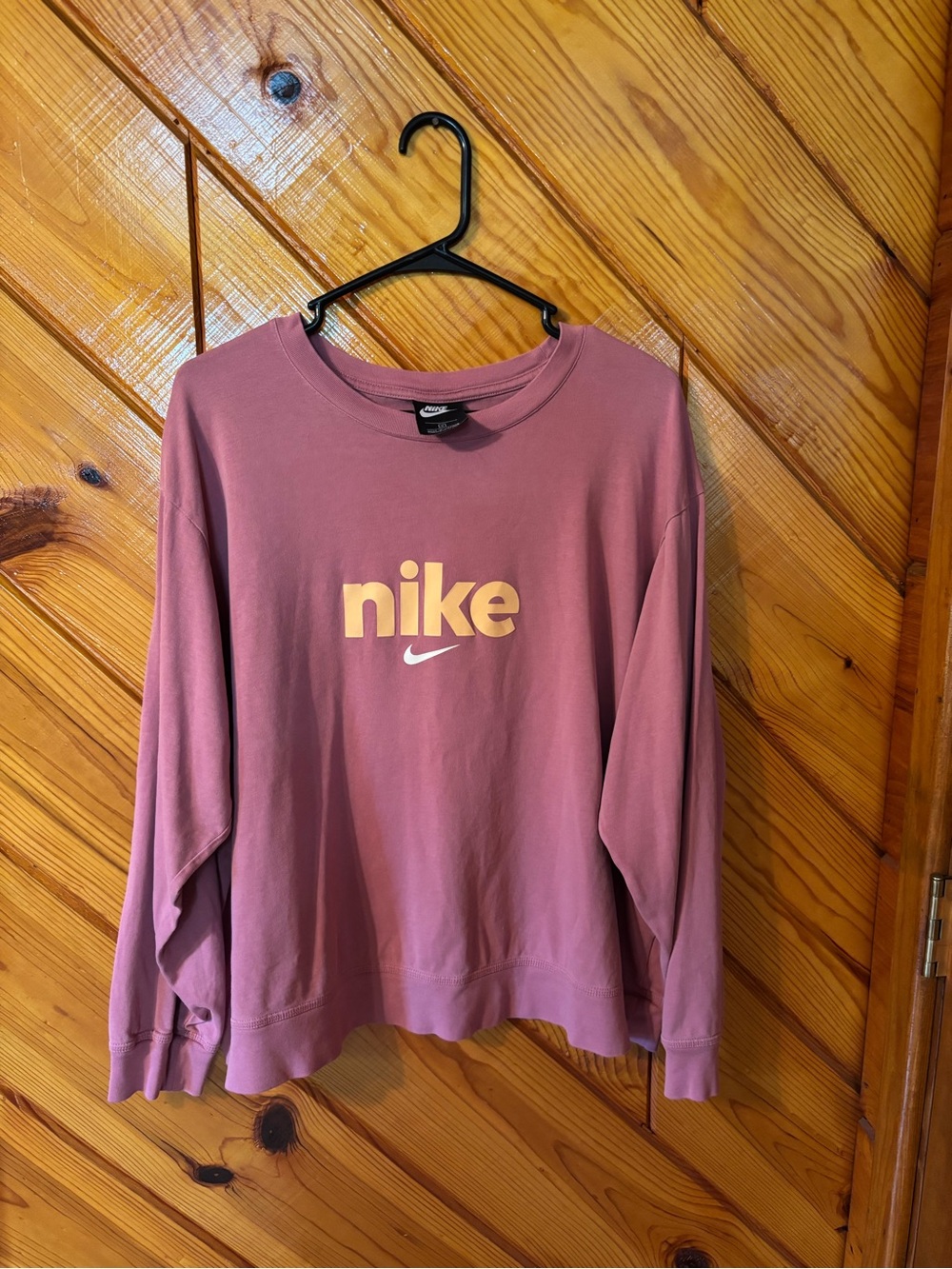 Nike Mauve Crewneck Sweatshirt with Pale Yellow Logo